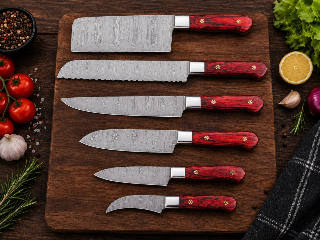 Redwood Damascus Kitchen Knife Set