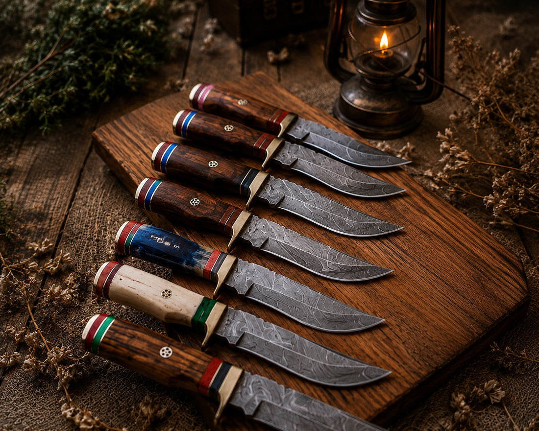 Handcrafted Damascus Hunting Knife Set