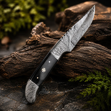 Obsidian Veil Damascus Knife
