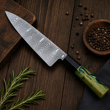 Emerald Edge Damascus Chef Knife