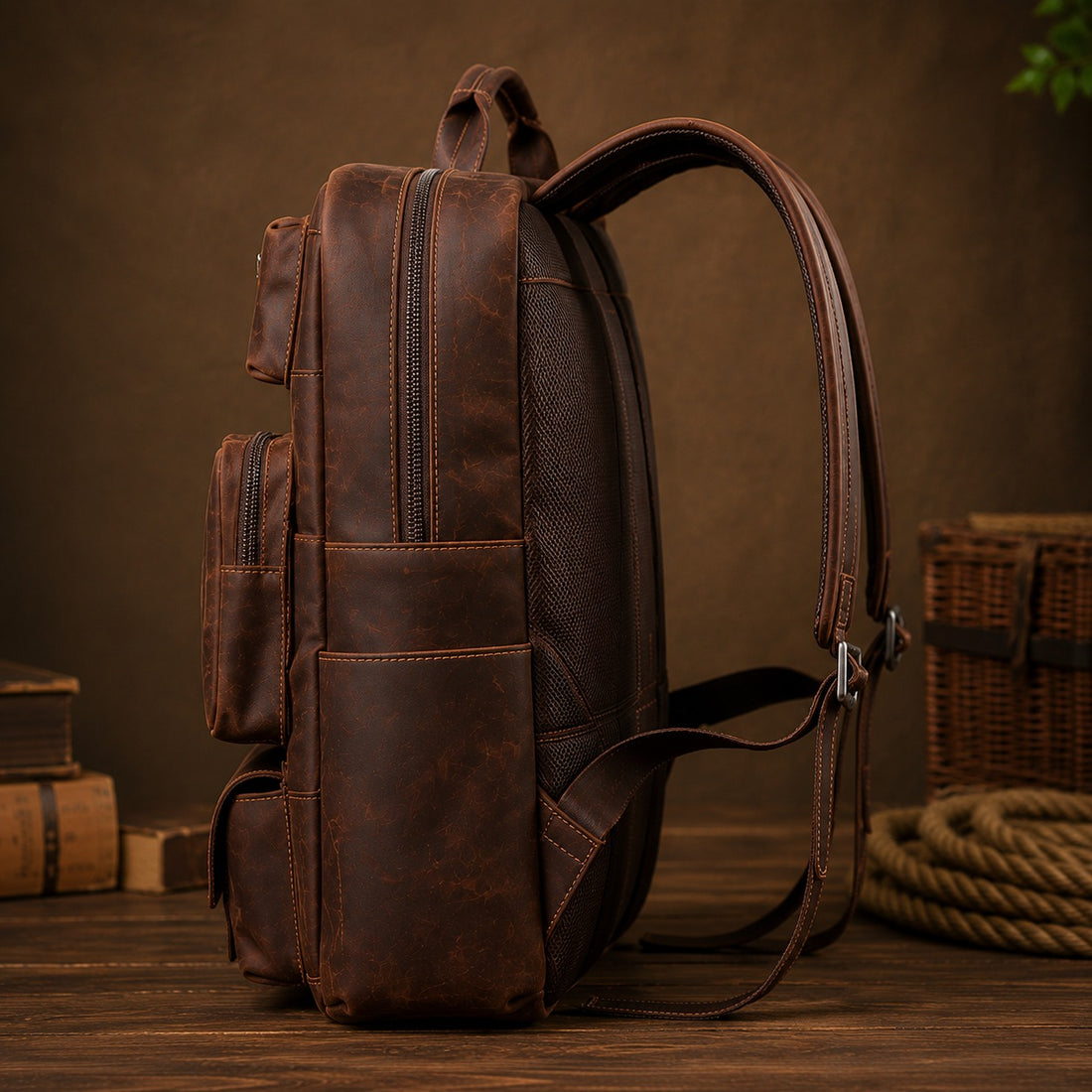Urban Explorer Vintage Leather Backpack