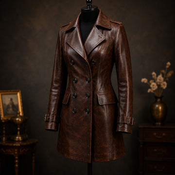 Luxe Noir Women's Leather Trench Coat