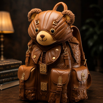 Cuddle Charm Teddy Leather Backpack