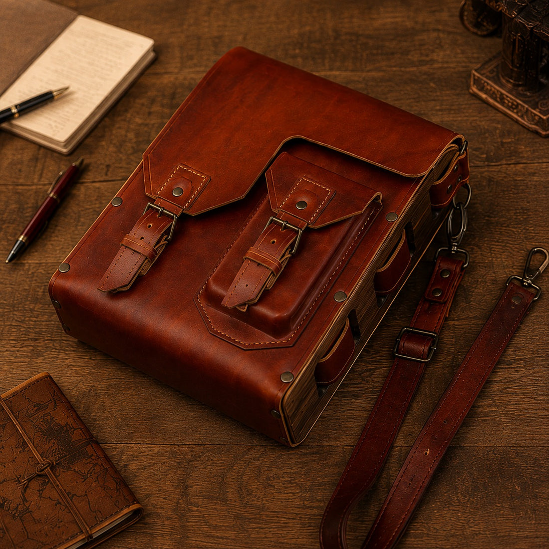 Artisan Timber Leather Messenger Bag