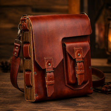 Artisan Timber Leather Messenger Bag