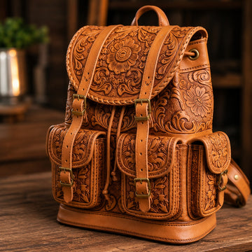 Heritage Bloom Handcrafted Leather Backpack