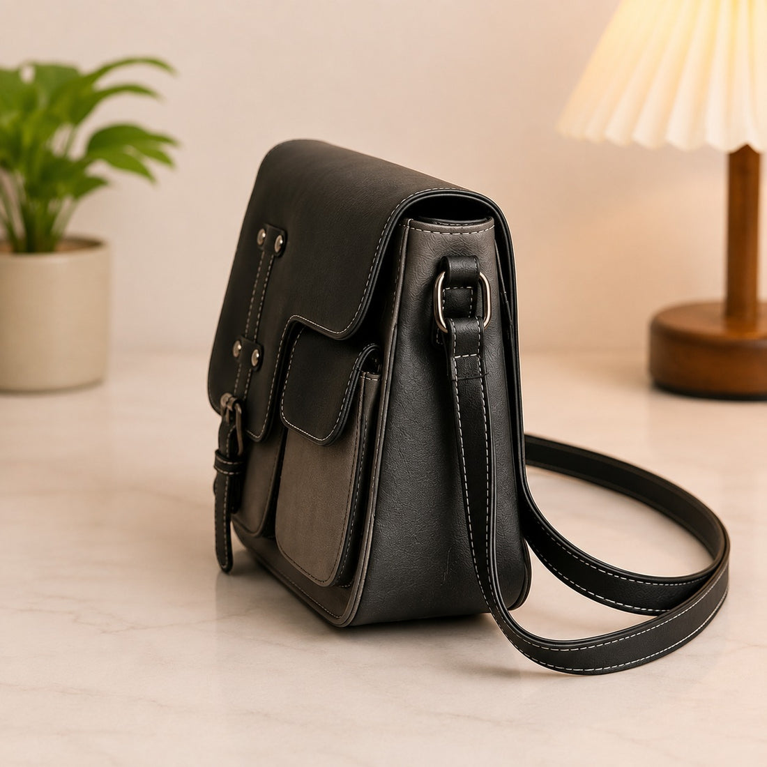 Urban Edge Leather Crossbody Messenger Bag