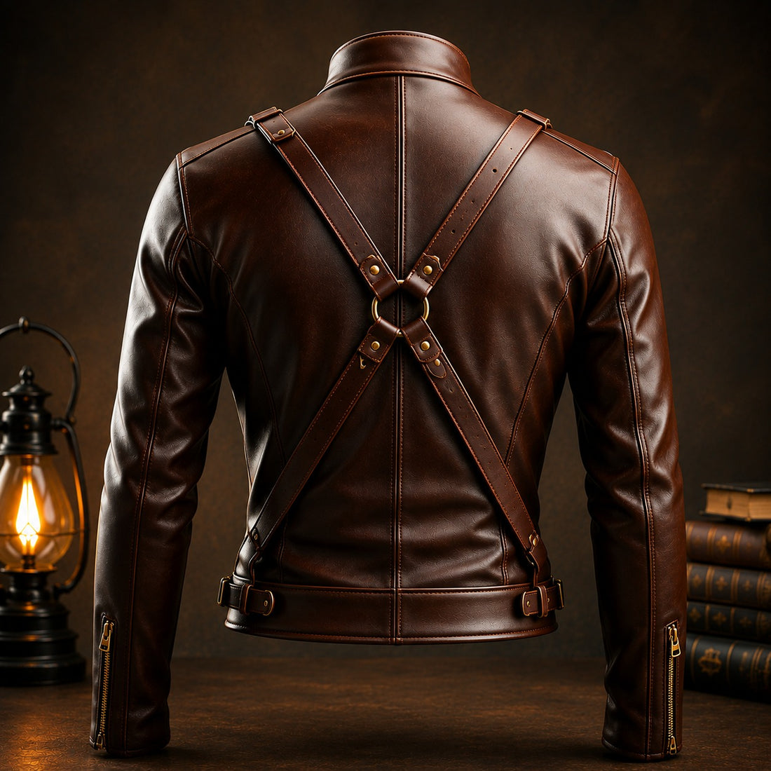 Elite Harness Leather Biker Jacket