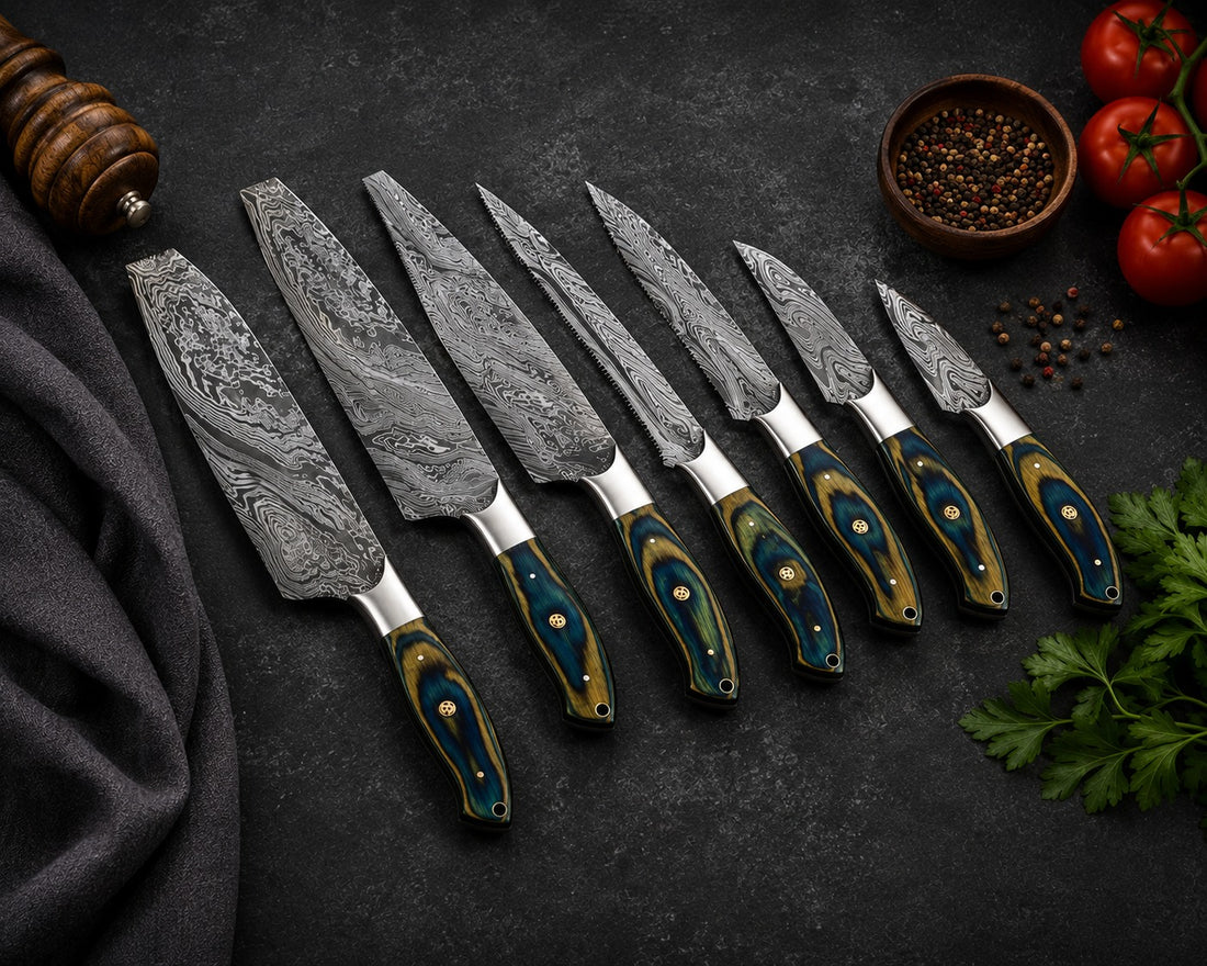 Professional Chef's Damascus Knife Set – 7 Pieces
