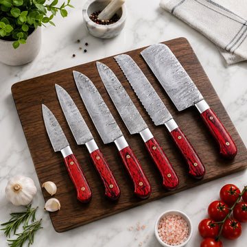 Redwood Damascus Kitchen Knife Set