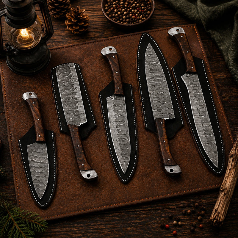 Forge Craft Damascus Chef Set
