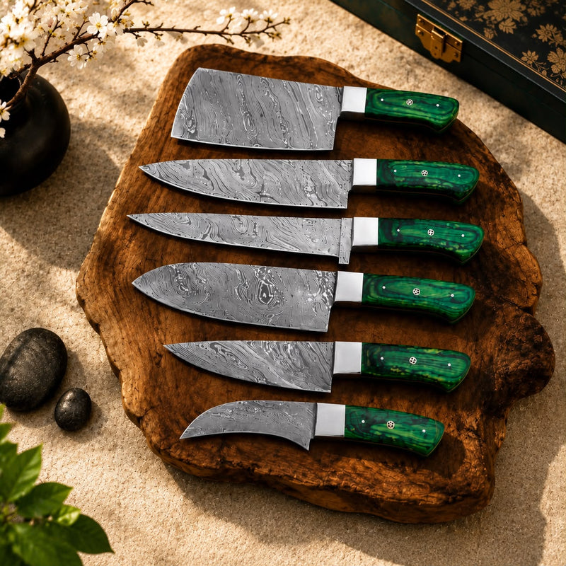 Royal Green Damascus Chef Collection